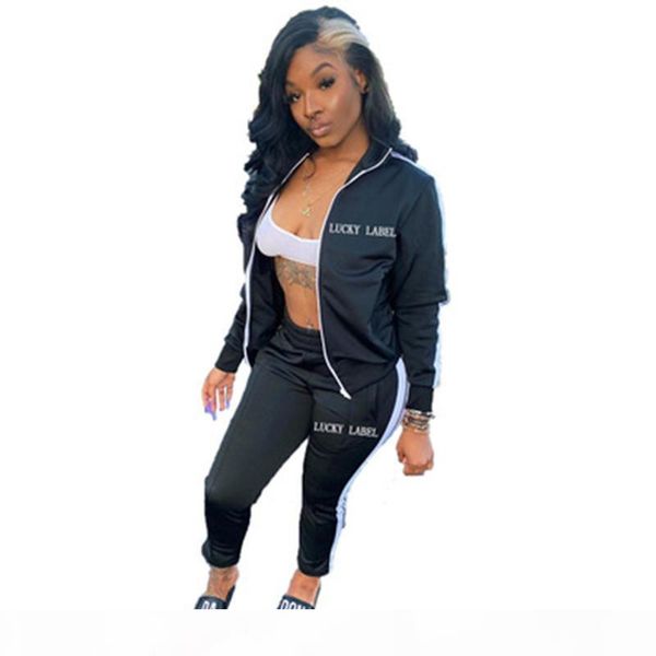 

women letter tracksuits fashion trend long sleeve cardigan zipper jackets coat pants sets designer autumn female slim sport casual sets, Gray