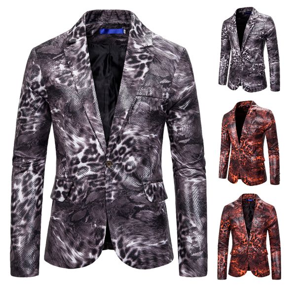 

men's suits men's beast pattern printed one-button leisure suit formal suit dress costume for autumn winter, White;black