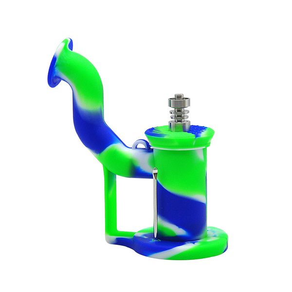 Fabrikpreis! Silikon-Wasserbong-Dab-Rig mit Titannagel und Werkzeugglaspfeife Shisha-Rauchzubehör