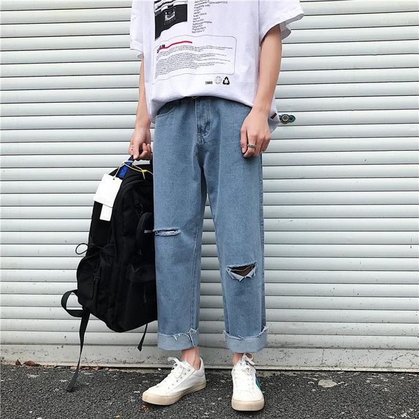 

men jeans cool blue jeans men clothing skinny ripped destroyed stretch slim fit hop hop pants with holes for1