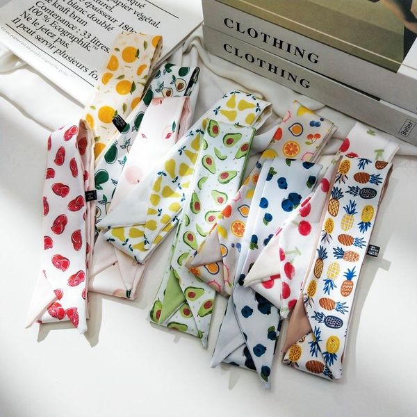 

scarves 2021 creative flower small silk scarf spring summer autumn binding bag fashion women skinny, Blue;gray