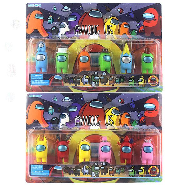 

2020 style 7-9cm among us game dolls handle 6 types of mixed hair with one card and 2 types