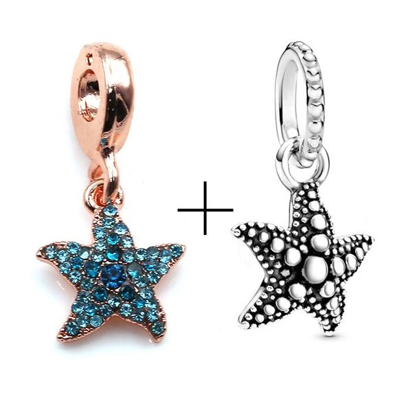 

2pcs ocean princess pendant and shell starfish beads fit brand charms bracelet necklace for woman jewelry making accessories bbycvd