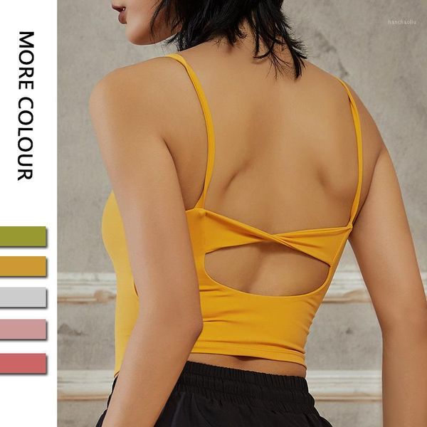 

gym clothing women's summer butterfly backs yoga vest strap sports underwear with chest pad fitness suit1, White;black