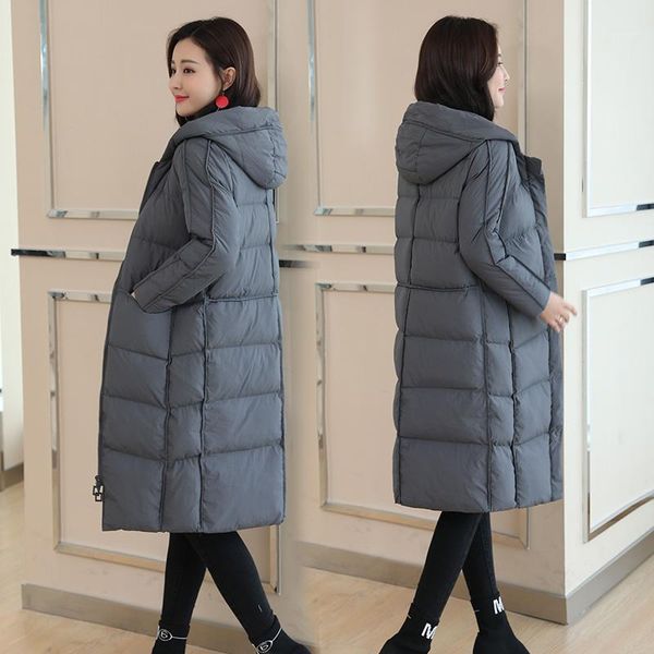 

plus size 4xl cotton clothing female long down jacket 2018 winter korean women hooded parkas coat warm thicke cotton down jacket1, Black