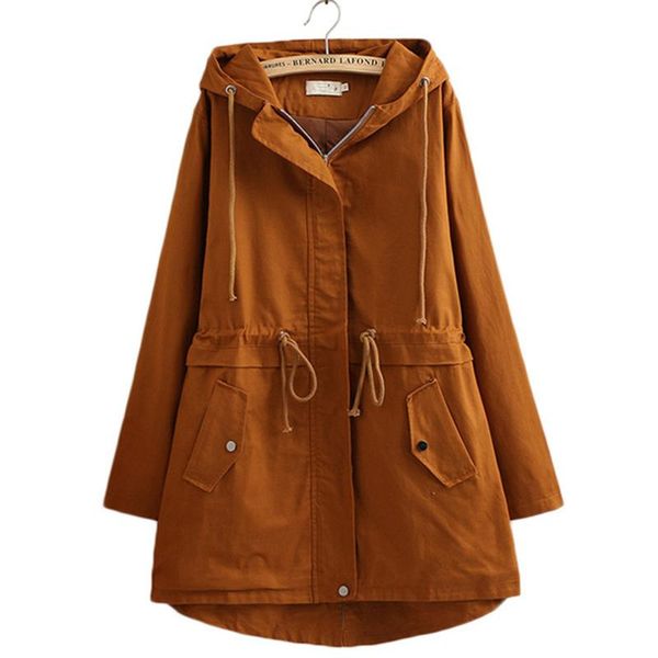 

women's trench coats womens windbreakers hooded coat spring autumn 2021 outerwear loose plus size long women 4xl, Tan;black