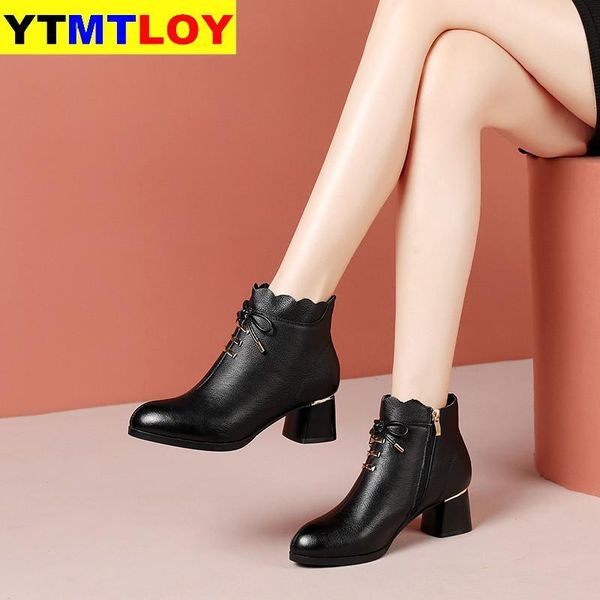 

autumnn early winter shoes women boots fashion ladies high heels ankle square heel high boots ladies black zapatos de mujer