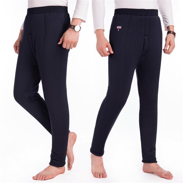 

winter men long johns warm thick cotton velvet thermal underwear man high waist leggings underpants for old men1, Black