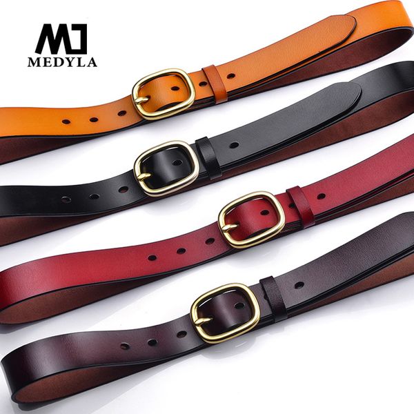 

medyla woman's belt simple wild fashion leather black belt leather student decorative jeans belt t200411, Black;brown