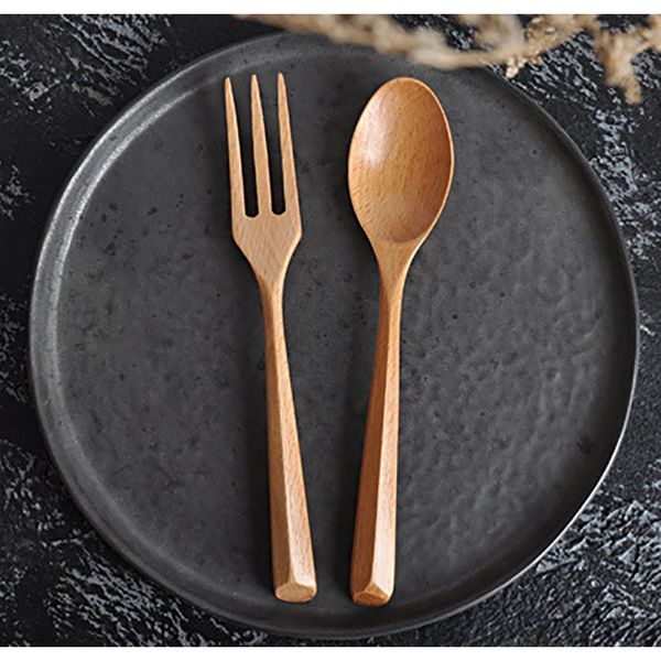 

портативные деревянные многоразовые вилковые ложки столовые посуды для столовых посудов набор естественных твердого цвета удобный набор в ва