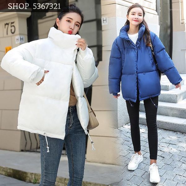 

cotton-padded clothes woman 2019 winter self-cultivation down cotton suit-dress thickening easy thin loose coat1, Black