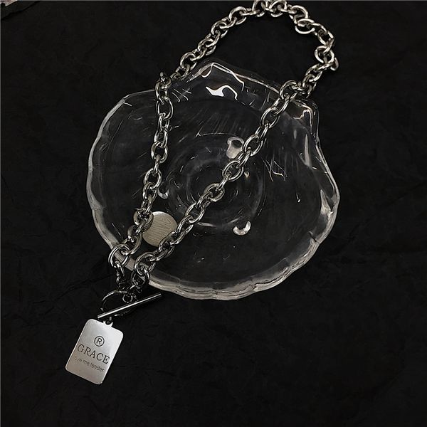 

старинные буквы подвеска титановые стальные ожерелье аксессуары, Silver