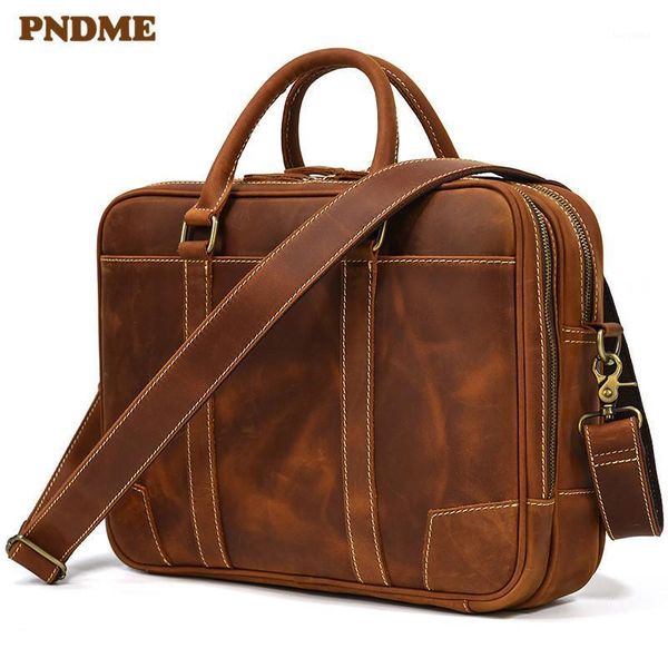

briefcases vintage natural men briefcase double compartment 2 zipper laphandbag work genuine leather messenger bag1