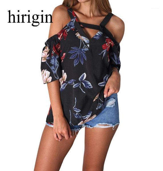 

2018 half sleeve women's shirts v neck floral printed casual blouse flower fitness women winter women clothing1, White