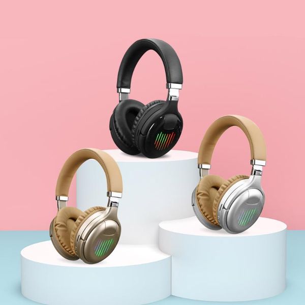 

tm-061 bluetooth headphones 3d stereo gaming earphone with microphone led light fm radio tf card slot reduction headphones