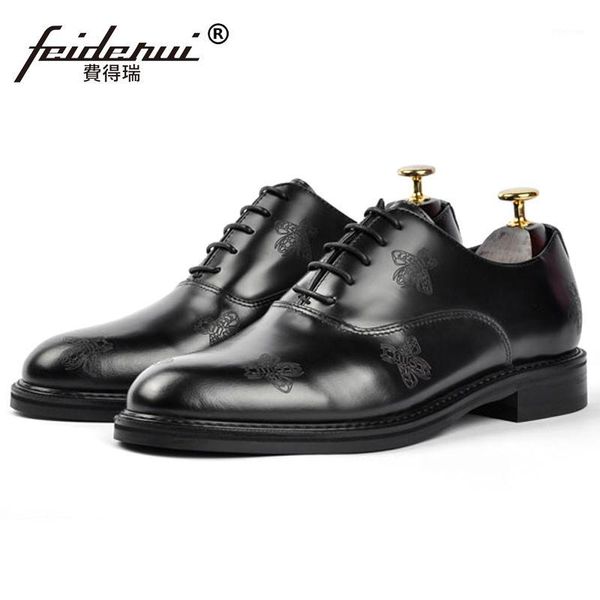 

dress shoes man handmade party wedding genuine leather men's round toe laces banquet welted footwear for male gs1661, Black