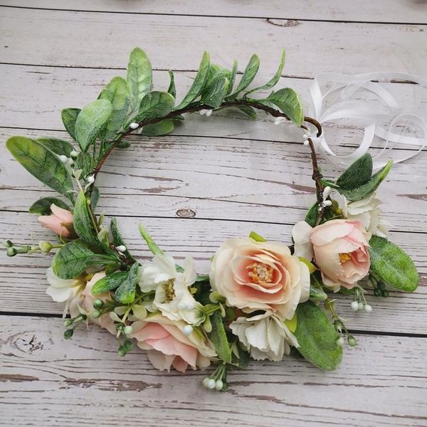

bride wedding flowers crown festival headband women hair accessories headdress women floral garlands wedding flower qylugx