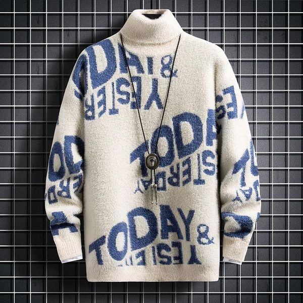 

men's sweaters winter mens christmas jumper turtleneck cashmere sweater men male pullover thick warm pull homme 2021, White;black