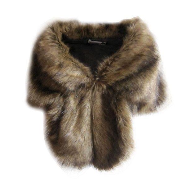 

faux fur wedding coats winter warm jacket women shrug shawl outerwear lady cape daily wear t200506, Black