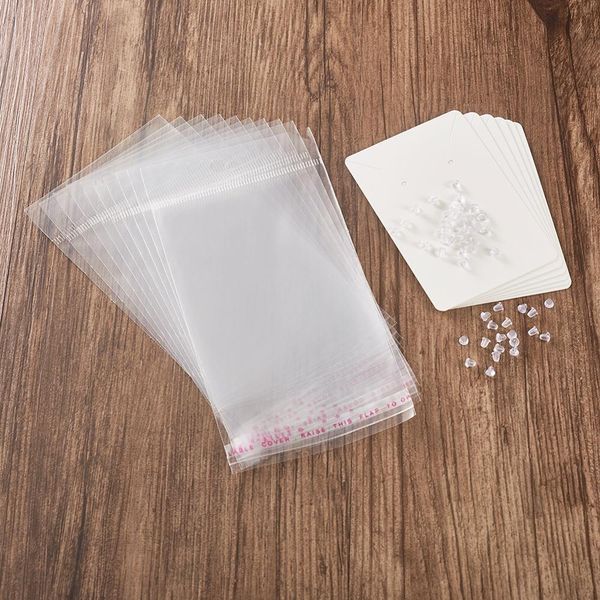 

3 colors 90x60x0.1mm paper jewelry display cards used for earrings rectangle with plastic ear nuts opp cellophane bags wmtpyo