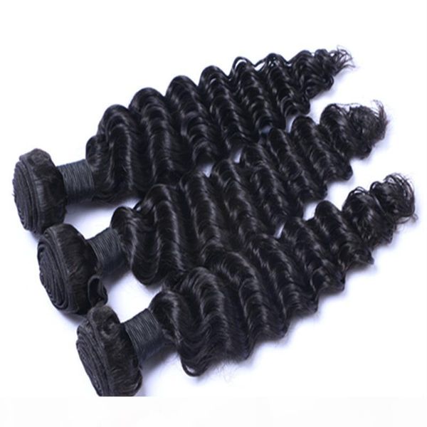 

wholesale can be dyed ombre color hair brazilian hair extensions peruvian indian malaysian cambodian remy human hair weft weave deep wave, Black