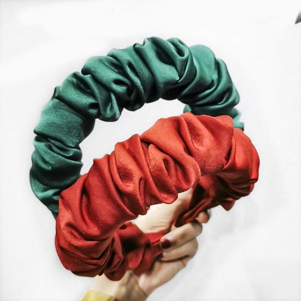 

women headband velvet satin ruched pleated head hoop solid color glitter hairband stretch wide hair hoop ladies hair accessories q bbyeaz