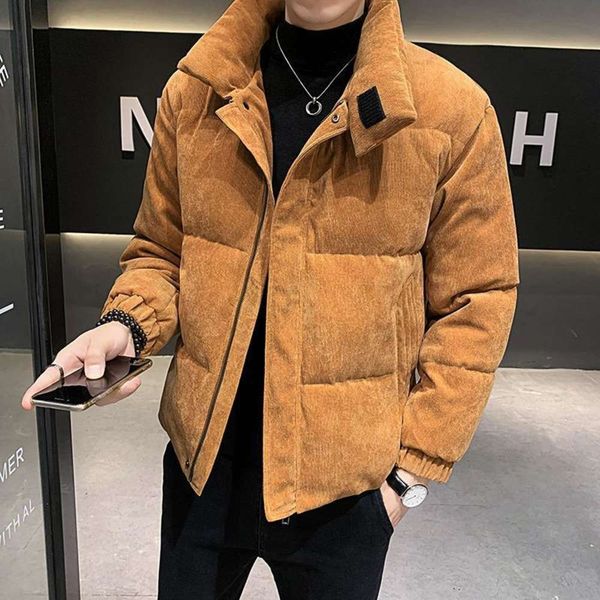 

clothes men's collar fashion brand winter cotton padded jacket trend in 2020, Black;brown