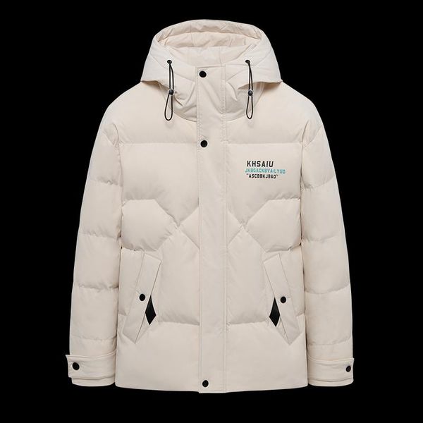 

men's down & parkas winter cotton-padded coats men letter printed thicken zipper jacket fashion slim fit thick hooded outerwear warm cl, Black