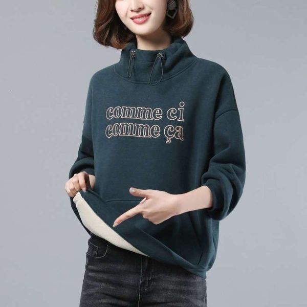 

autumn sweater ladies thickened winter plush 2020 new loose korean high neck warm coat large size versatile top, Black