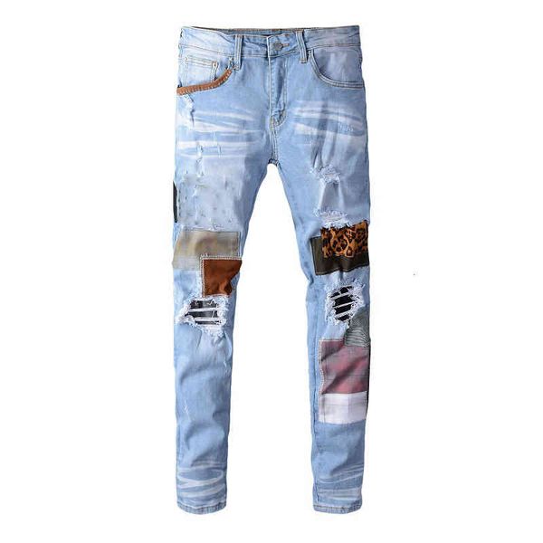 

jeans skinny mens distress ripped destroyed stretch biker denim white black blue slim fit hip hop pants for men size 28-40 quality