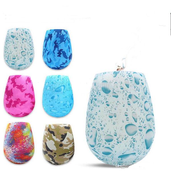 

silicone wine glasses camouflage lip bohemia national skull bubble water bottle outdoor cups beer whiskey glass drinkware 18 styles