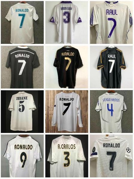 

94/96 real madrid retro version #7 raul soccer jersey 97/98 hierro redondo ronaldo suker seedorf soccer shirt #6 redondo football uniform, Black;yellow
