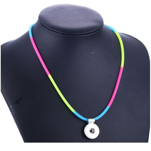

new multicolour snap jewelry rubber snap button necklaces 18mm 20mm snap pendant necklace for women girls diy jewelry g bbyxad, Silver