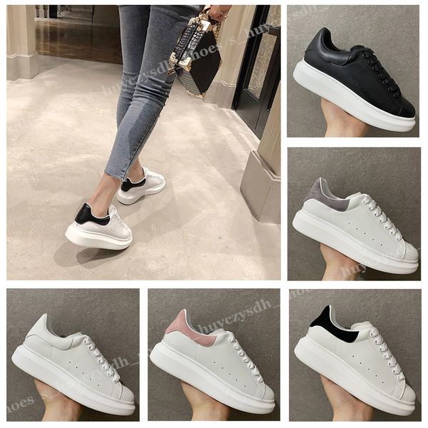 

[with box] mens womens casual shoes leather lace up platform oversized sole sneakers white black luxury velvet suede eur 35-45 sneakers with