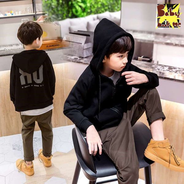

wear boys' coat 2021 autumn new children's sports top, Black
