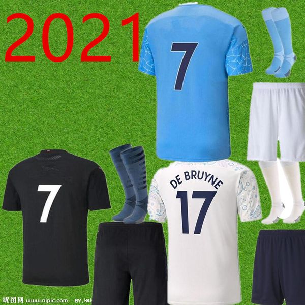 

kit 20 21 manchester jesus de bruyne kun aguero city soccer jersey 2020 2021 man sane mahrez football jersey shirt, Black