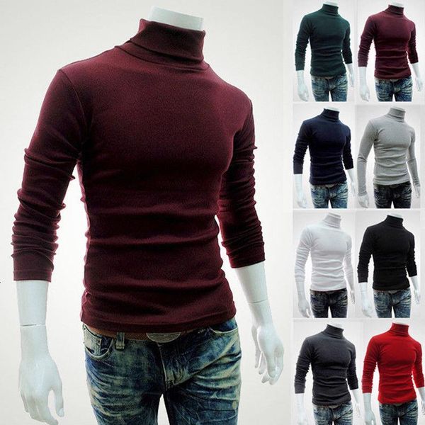 

spring autumn 2019 new casual men long sleeve knitwear turtle neck slim fit basic pullover, White;black