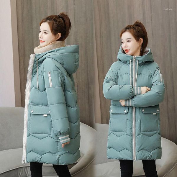 

winter parkas women down jackets hooded overcoat female long coat thick warm parka cotton-padded jackets loose casual outwear1, Black
