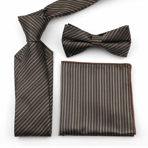 

striped plaid dot paisley 100% polyester 7cm necktie set men business office suit formal nice tie handkerchief butterfly bowtie1, Blue;purple