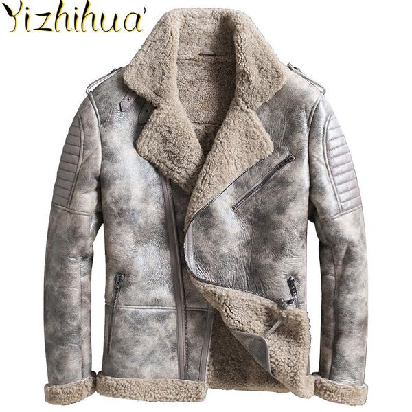 

azazel mens натуральная кожаная куртка зима реальная меховая овчина пальто мотоцикл с шерстью куртка мужчины весов cuir homme 2020 wp222a, Black