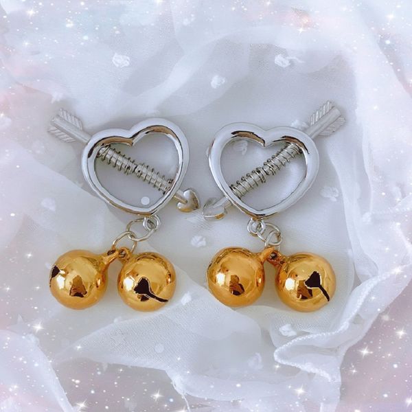 

erotic accessories love cupid nipple clamps toy for women stainless steel breast stimulator nipple ring shield body piercing, Red;black