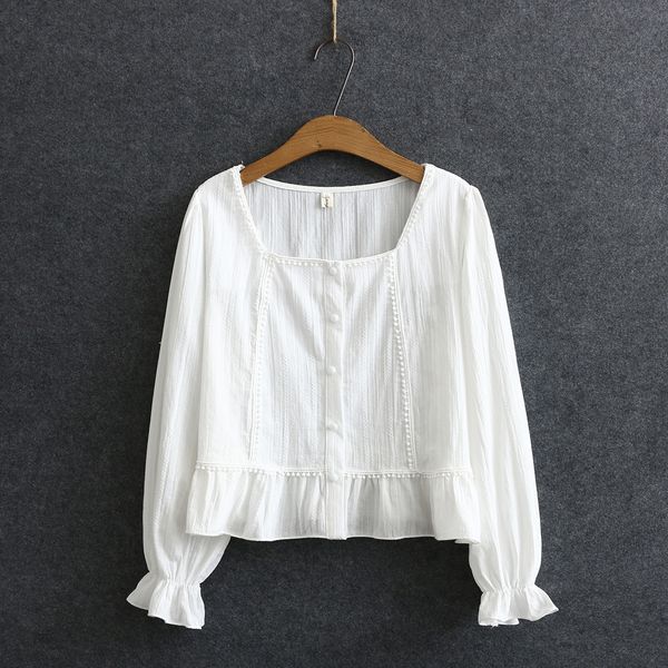 

xl-4xl plus size white elegant black female short design solid blouse long spring fashion 4nrx