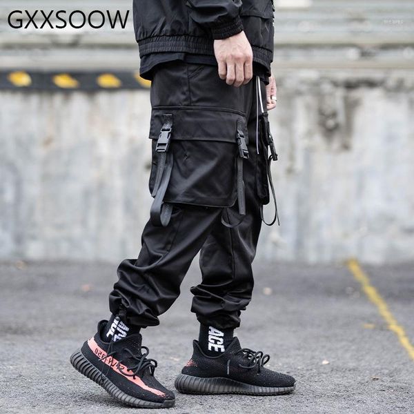 

2019 new tactics joggers pants men streetwear pants joggers men hip hop fashion harem trousers male ribbons pocket black gm3711