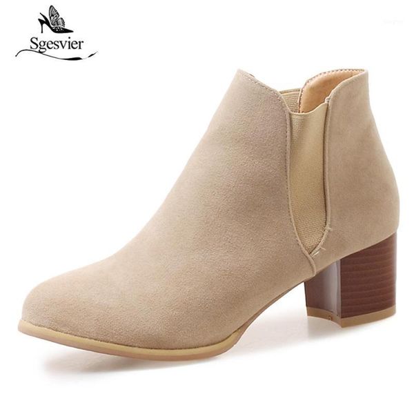 

boots sgesvier fashion ankle women autumn winter thick heel side zipper high heels shoes size 32-46 ox6331, Black