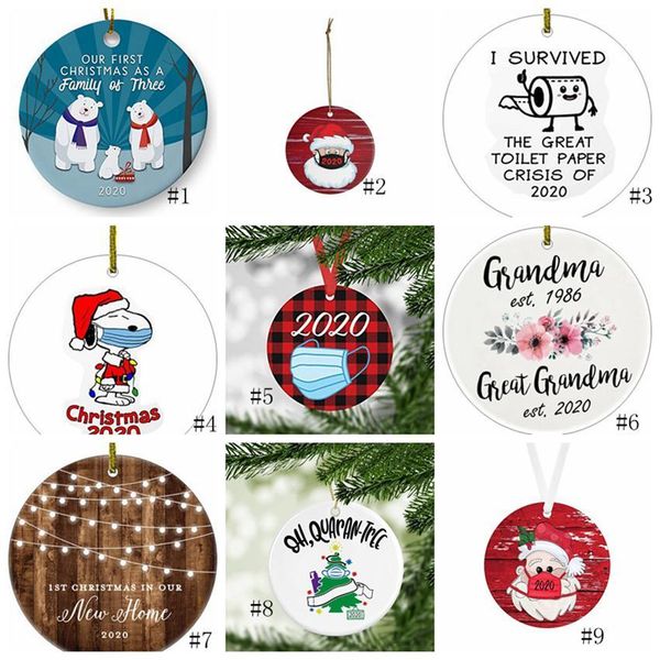 

17style керамические украшения 3 дюйма круглый дерево подвеска санта ношение маски новогодние украшения dhb2953