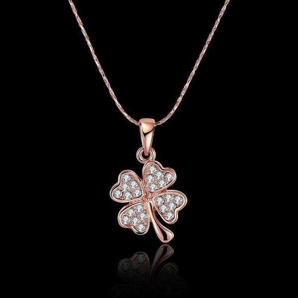 

rose gold clover pendant women's necklace elegant office lady necklace valentine's day gift party jewelry accessories, Silver