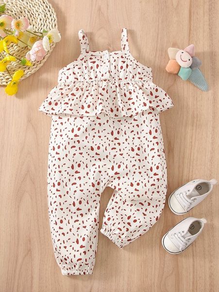 

baby allover printed flounced suspender jumpsuit she, Blue
