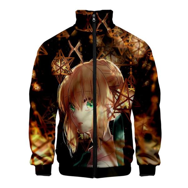 

men's jackets fate/stay night tv animation game cartoon 3d cool japan stand collar zip sweatshirt fashion casual jacket plus size collg, Black;brown