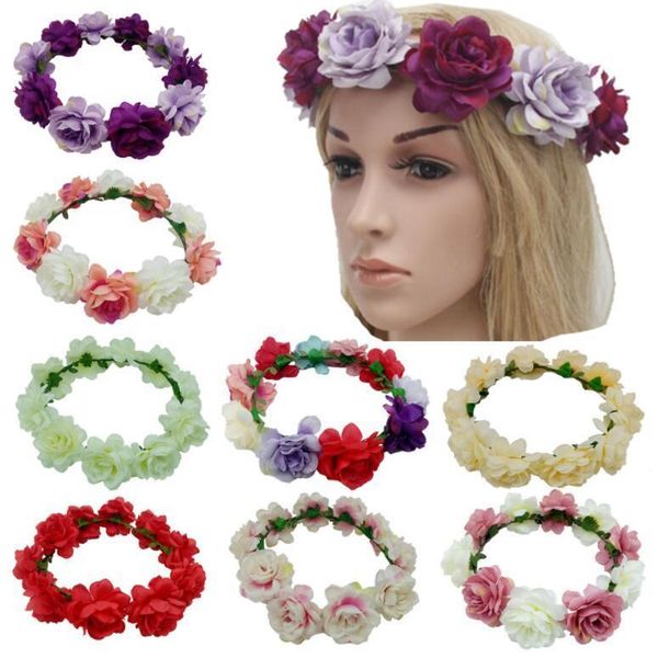 

artificial flowers hearband wedding bride's crown bohemia emalation beach flower women aestheticism hair hoop dhc107