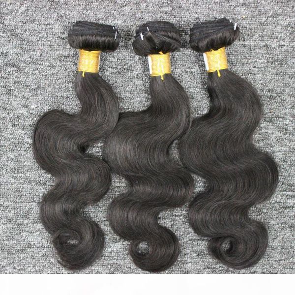 

100% unprocessed human hair products 3 bundles brazilian hair body wave 100% brazilian hair weaves wavy in stockl, Black